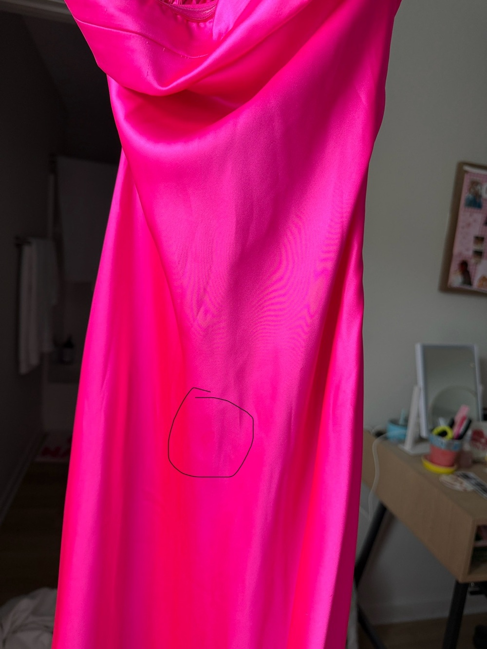 Elegant Strapless Slip Dress — Hot Pink - Picture 9 of 9